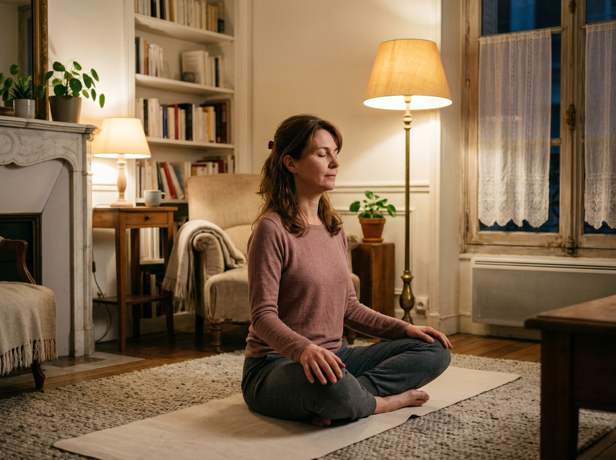Routine de récupération avec sommeil, respiration et planification de journée